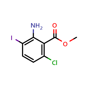 Chemical structure of Methyl 2-amino-6-chloro-3-iodobenzoate , CAS 2090229-14-2, AChemBlock AD292006