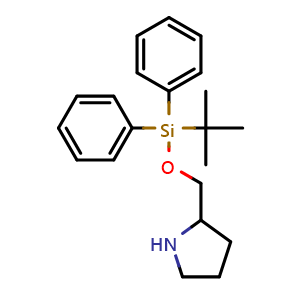 Chemical structure of 2-(((tert-Butyldiphenylsilyl)oxy)methyl)pyrrolidine , CAS 2500692-98-6, AChemBlock AD292019