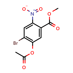 Chemical structure of Methyl 5-acetoxy-4-bromo-2-nitrobenzoate , CAS 2757097-38-2, AChemBlock AD292020