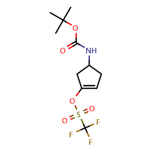 Chemical structure of 4-((tert-Butoxycarbonyl)amino)cyclopent-1-en-1-yl trifluoromethanesulfonate , CAS 1643574-05-3, AChemBlock AD292022