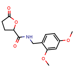 Chemical structure of N-(2,4-Dimethoxybenzyl)-5-oxotetrahydrofuran-2-carboxamide , CAS 3032315-39-9, AChemBlock AD292026