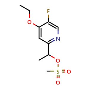 Chemical structure of 1-(4-Ethoxy-5-fluoropyridin-2-yl)ethyl methanesulfonate , CAS 2788976-69-0, AChemBlock AD292034