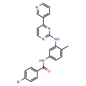 Chemical structure of 4-Bromo-N-(4-methyl-3-((4-(pyridin-3-yl)pyrimidin-2-yl)amino)phenyl)benzamide , CAS 2296715-57-4, AChemBlock AD292037