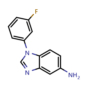 Chemical structure of 1-(3-Fluorophenyl)-1H-benzo[d]imidazol-5-amine , CAS 1492385-46-2, AChemBlock AD292044