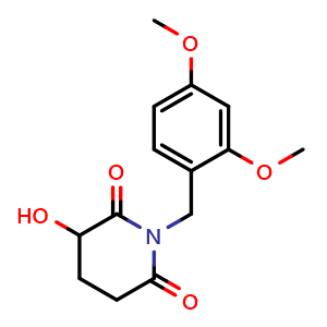 Chemical structure of 1-(2,4-Dimethoxybenzyl)-3-hydroxypiperidine-2,6-dione , CAS 3032315-40-2, AChemBlock AD292045