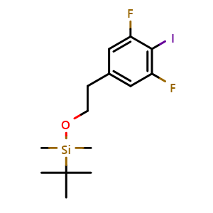 Chemical structure of tert-Butyl(3,5-difluoro-4-iodophenethoxy)dimethylsilane , CAS 2679830-43-2, AChemBlock AD292048