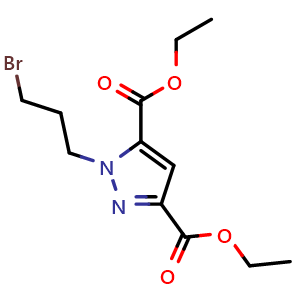 Chemical structure of Diethyl 1-(3-bromopropyl)-1H-pyrazole-3,5-dicarboxylate , CAS 2102164-33-8, AChemBlock AD292049