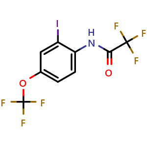 Chemical structure of 2,2,2-Trifluoro-N-(2-iodo-4-(trifluoromethoxy)phenyl)acetamide , CAS 2721995-92-0, AChemBlock AD292056