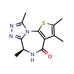 Chemical structure of (S)-2,3,6,9-Tetramethyl-5,6-dihydro-4H-thieno[3,2-f][1,2,4]triazolo[4,3-a][1,4]diazepin-4-one , CAS 2408338-94-1, AChemBlock AD292073