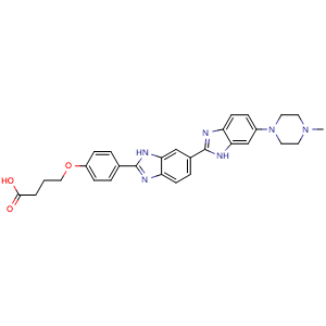 Chemical structure of 4-(4-(6-(4-Methylpiperazin-1-yl)-1H,3'H-[2,5'-bibenzo[d]imidazol]-2'-yl)phenoxy)butanoic acid , CAS 682809-60-5, AChemBlock AD292074