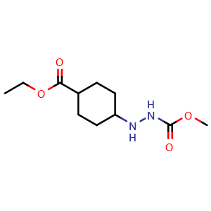 Chemical structure of Methyl 2-(4-(ethoxycarbonyl)cyclohexyl)hydrazinecarboxylate , CAS 2750903-84-3, AChemBlock AD292077