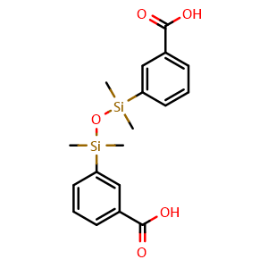 Chemical structure of 3,3'-(1,1,3,3-Tetramethyldisiloxane-1,3-diyl)dibenzoic acid , CAS 33802-14-1, AChemBlock AD292080