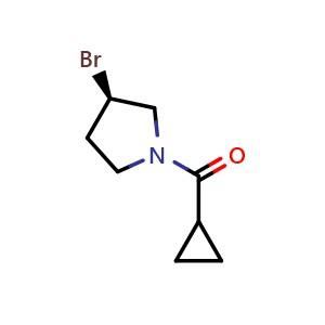 Chemical structure of (R)-(3-Bromopyrrolidin-1-yl)(cyclopropyl)methanone , CAS 2290751-73-2, AChemBlock AD292081