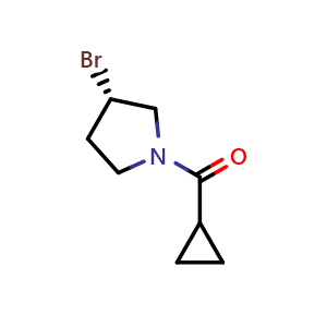 Chemical structure of (S)-(3-Bromopyrrolidin-1-yl)(cyclopropyl)methanone , CAS 2277234-85-0, AChemBlock AD292082