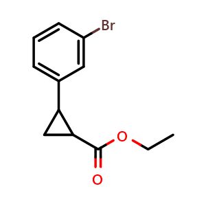 Chemical structure of Ethyl -2-(3-bromophenyl)cyclopropane-1-carboxylate , CAS 93002-98-3, AChemBlock AD292095