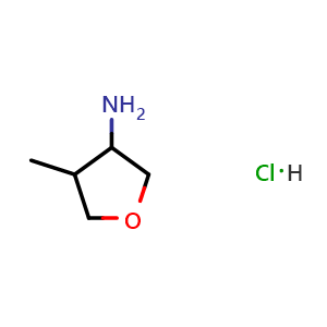 Chemical structure of 4-Methyl-tetrahydrofuran-3-amine hydrochloride , CAS 3079664-45-9, AChemBlock AD292096