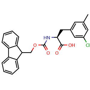 Chemical structure of Fmoc-L-Phe(3-Cl,5-Me)-OH , CAS 1998639-76-1, AChemBlock AD292098