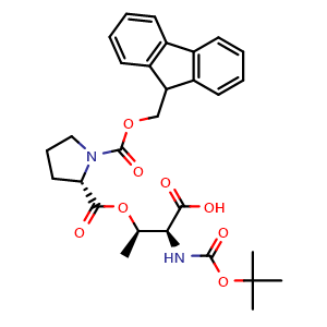 Chemical structure of Boc-Thr(Fmoc-Pro)-OH , CAS 944283-32-3, AChemBlock AD292099