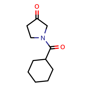 Chemical structure of 1-(Cyclohexanecarbonyl)pyrrolidin-3-one , CAS 1902096-65-4, AChemBlock AD292102