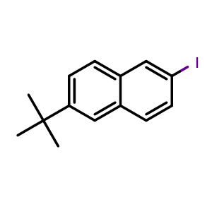 Chemical structure of 2-(tert-Butyl)-6-iodonaphthalene , CAS 2811628-17-6, AChemBlock AD292104