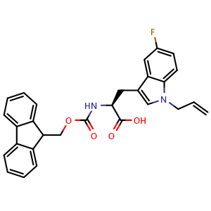Chemical structure of Fmoc-5-F-Trp(all)-OH , CAS 3067192-76-8, AChemBlock AD292106