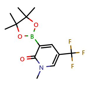 Chemical structure of 1-Methyl-3-(4,4,5,5-tetramethyl-1,3,2-dioxaborolan-2-yl)-5-(trifluoromethyl)pyridin-2(1H)-one , CAS 3034251-01-6, AChemBlock AD292118