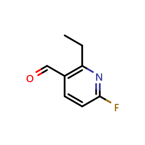 Chemical structure of 2-Ethyl-6-fluoronicotinaldehyde , CAS 1289145-45-4, AChemBlock AD292135