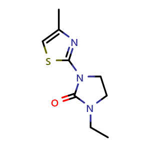 Chemical structure of 1-Ethyl-3-(4-methylthiazol-2-yl)imidazolidin-2-one , CAS 1936615-82-5, AChemBlock AD292136