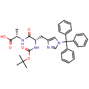 Chemical structure of Boc-His(Trt)-Ala-OH , CAS 1454254-70-6, AChemBlock AD292142
