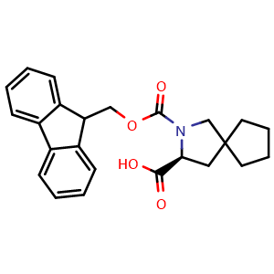 Chemical structure of (S)-2-Fmoc-2-azaspiro(4.4)nonane-3-carboxylic acid , CAS 394734-78-2, AChemBlock AD292143