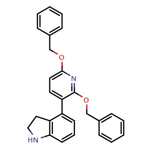 Chemical structure of 4-[2,6-Bis(benzyloxy)pyridin-3-yl]indoline , CAS 3112106-89-2, AChemBlock AD292146