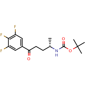 Chemical structure of Carbamic acid, N-[(1S)-1-methyl-4-oxo-4-(3,4,5-trifluorophenyl)butyl]-, 1,1-dimethylethyl ester , CAS 2488869-97-0, AChemBlock AD292150