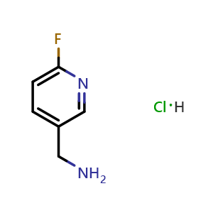 Chemical structure of (6-Fluoro-3-pyridinyl)methanamine;hydrochloride , CAS 3069870-21-6, AChemBlock AD292151