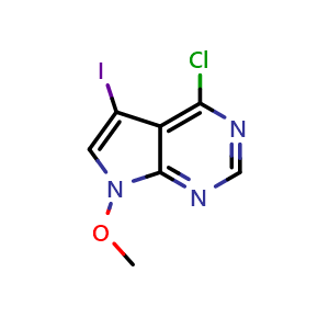 Chemical structure of 4-Chloro-5-iodo-7-methoxypyrrolo[2,3-d]pyrimidine , CAS 3085556-86-8, AChemBlock AD292153
