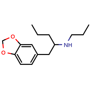 Chemical structure of [1-(Benzo[d][1,3]dioxol-5-yl)pent-2-yl](propyl)amine , CAS 220492-04-6, AChemBlock AD292159