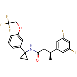 Chemical structure of (3S)-3-(3,5-Difluorophenyl)-N-[1-[3-(2,2,2-trifluoroethoxy)phenyl]cyclopropyl]butanamide , CAS 3067929-64-7, AChemBlock AD292171