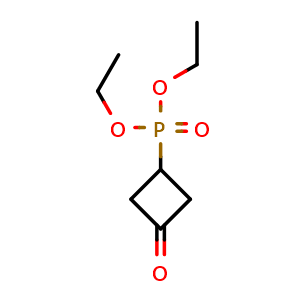 Chemical structure of 3-Diethoxyphosphorylcyclobutanone , CAS 189143-32-6, AChemBlock AD292174