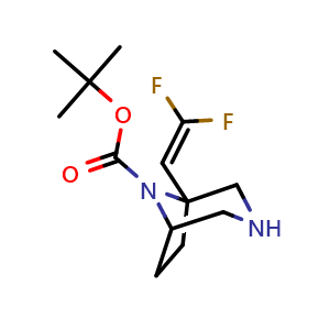 Chemical structure of tert-Butyl 1-(2,2-difluorovinyl)-3,8-diazabicyclo[3.2.1]octane-8-carboxylate , CAS 2933935-48-7, AChemBlock AD292177