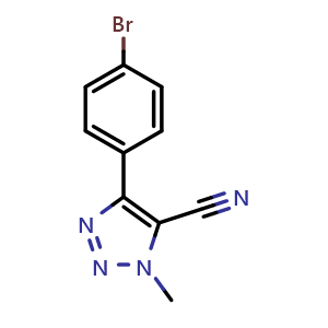 Chemical structure of 5-(4-Bromophenyl)-3-methyl-triazole-4-carbonitrile , CAS 2090867-75-5, AChemBlock AD292180