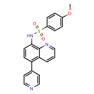 Chemical structure of 4-Methoxy-N-[5-(4-pyridyl)-8-quinolyl]benzenesulfonamide , CAS 1819330-20-5, AChemBlock AD292181
