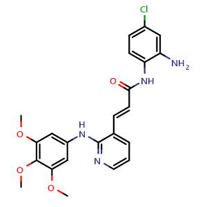 Chemical structure of (E)-N-(2-Amino-4-chloro-phenyl)-3-[2-(3,4,5-trimethoxyanilino)-3-pyridyl]prop-2-enamide , CAS 2619408-35-2, AChemBlock AD292184