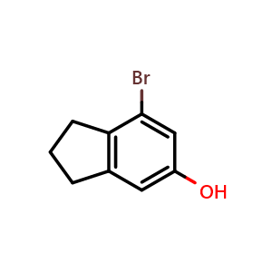 Chemical structure of 7-Bromoindan-5-ol , CAS 1784977-53-2, AChemBlock AD292187
