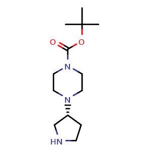 Chemical structure of tert-Butyl 4-[(3R)-pyrrolidin-3-yl]piperazine-1-carboxylate , CAS 1821785-94-7, AChemBlock AD292191