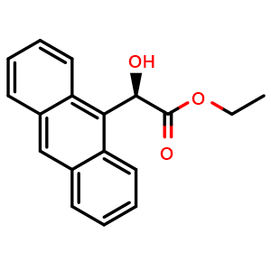 Chemical structure of Ethyl (2R)-2-(9-anthryl)-2-hydroxy-acetate , CAS 167354-18-9, AChemBlock AD292196
