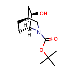 Chemical structure of tert-Butyl (1R,4S,6R)-6-hydroxy-2-azabicyclo[2.2.2]octane-2-carboxylate , CAS 2381740-66-3, AChemBlock AD292202