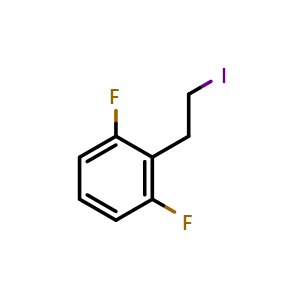 Chemical structure of 1,3-Difluoro-2-(2-iodoethyl)benzene , CAS 1434662-14-2, AChemBlock AD292207