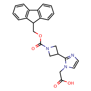 Chemical structure of 2-[2-[1-(9H-Fluoren-9-ylmethoxycarbonyl)azetidin-3-yl]imidazol-1-yl]acetic acid , CAS 2705998-87-2, AChemBlock AD292217