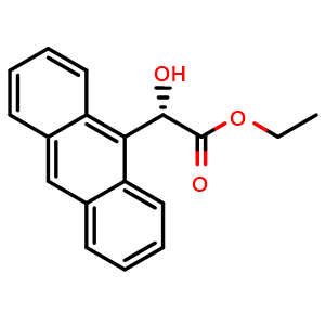 Chemical structure of Ethyl (2S)-2-(9-anthryl)-2-hydroxy-acetate , CAS 270258-63-4, AChemBlock AD292220