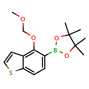 Chemical structure of 2-[4-(Methoxymethoxy)benzothiophen-5-yl]-4,4,5,5-tetramethyl-1,3,2-dioxaborolane , CAS 3026001-05-5, AChemBlock AD292222