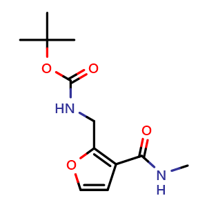 Chemical structure of tert-Butyl N-[[3-(methylcarbamoyl)-2-furyl]methyl]carbamate , CAS 3101280-65-0, AChemBlock AD292225